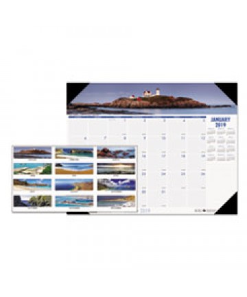 RECYCLED COASTLINES PHOTOGRAPHIC MONTHLY DESK PAD CALENDAR, 18.5 X 13, 2021