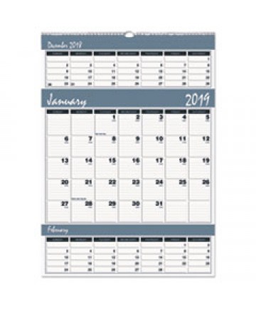 RECYCLED BAR HARBOR THREE-MONTHS-PER-PAGE WALL CALENDAR, 15.5 X 22, 2020-2022