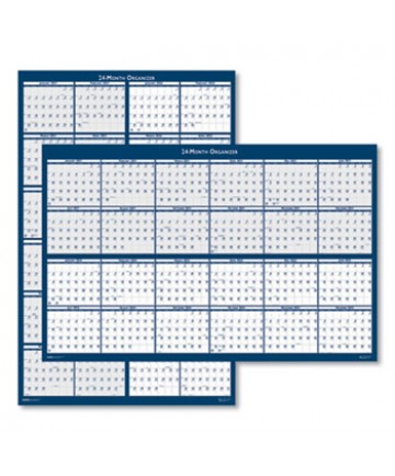 REVERSIBLE/ERASABLE TWO YEAR WALL CALENDAR, 24 X 37, BLUE, 2021-2022