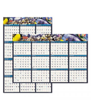 RECYCLED EARTHSCAPES SEA LIFE SCENES REVERSIBLE WALL CALENDAR, 24 X 37, 2021