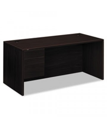 10500 SERIES "L" WORKSTATION LEFT PEDESTAL DESK, 66" X 30" X 29.5", MAHOGANY