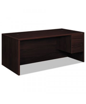10500 SERIES "L" WORKSTATION RIGHT PEDESTAL DESK WITH 3/4 HEIGHT PEDESTAL, 72" X 36" X 29.5", MAHOGANY