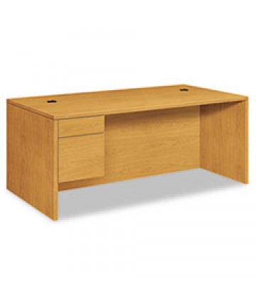 10500 SERIES "L" WORKSTATION SINGLE PEDESTAL DESK WITH 3/4 HEIGHT PEDESTAL, 72" X 36" X 29.5", HARVEST