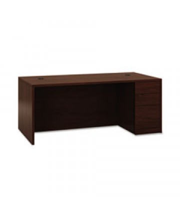 10500 SERIES "L" WORKSTATION RIGHT PEDESTAL DESK WITH FULL-HEIGHT PEDESTAL, 72" X 36" X 29.5", MAHOGANY