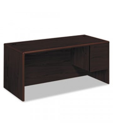 10700 SERIES "L" WORKSTATION DESK WITH THREE-QUARTER HEIGHT PEDESTAL ON RIGHT, 66" X 30" X 29.5", MAHOGANY