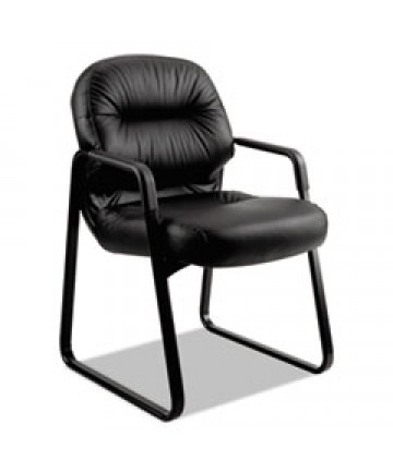 PILLOW-SOFT 2090 SERIES GUEST ARM CHAIR, 31.25" X 35.75" X 36", BLACK SEAT/BLACK BACK, BLACK BASE