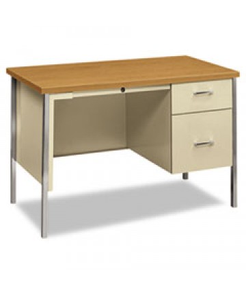 34000 SERIES RIGHT PEDESTAL DESK, 45.25" X 24" X 29.5", HARVEST/PUTTY