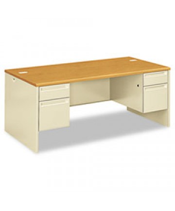 38000 SERIES DOUBLE PEDESTAL DESK, 72" X 36" X 29.5", HARVEST/PUTTY