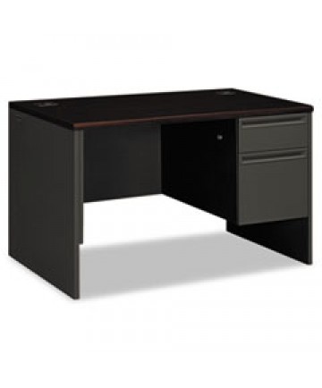 38000 SERIES RIGHT PEDESTAL DESK, 48" X 30" X 29.5", MAHOGANY/CHARCOAL