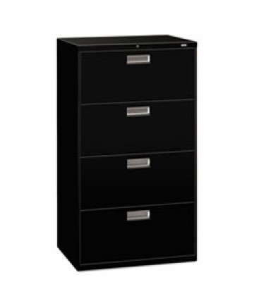 600 SERIES FOUR-DRAWER LATERAL FILE, 30W X 18D X 52.5H, BLACK