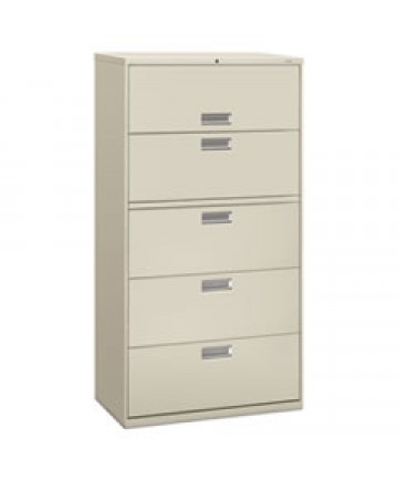 600 SERIES FIVE-DRAWER LATERAL FILE, 36W X 18D X 64.25H, LIGHT GRAY