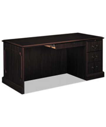94000 SERIES "L" WORKSTATION DESK FOR RETURN ON LEFT, 66" X 30" X 29.5", MAHOGANY