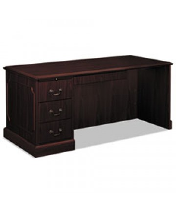 94000 SERIES "L" WORKSTATION DESK FOR RETURN ON RIGHT, 66" X 30" X 29.5", MAHOGANY