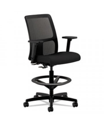 IGNITION SERIES MESH LOW-BACK TASK STOOL, 33" SEAT HEIGHT, SUPPORTS UP TO 300 LBS., BLACK SEAT/BLACK BACK, BLACK BASE
