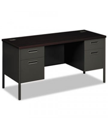 METRO SERIES KNEESPACE CREDENZA, 60W X 24D X 29.5H, MAHOGANY/CHARCOAL