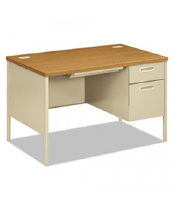 METRO CLASSIC SERIES RIGHT PEDESTAL DESK, 48" X 30" X 29.5", HARVEST/PUTTY