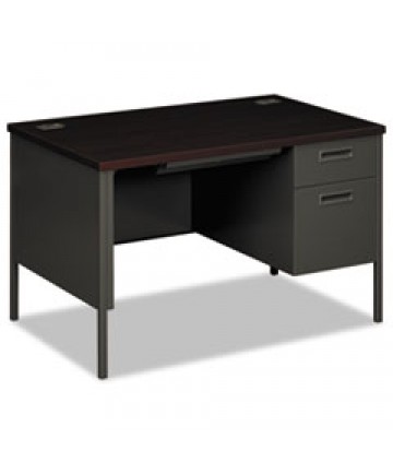METRO CLASSIC SERIES RIGHT PEDESTAL DESK, 48" X 30" X 29.5", MAHOGANY/CHARCOAL