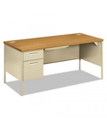 METRO CLASSIC SERIES LEFT PEDESTAL "L" WORKSTATION DESK, 66" X 30" X 29.5", HARVEST/PUTTY