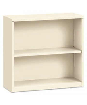 Metal Bookcase, Two-Shelf, 34-1/2w X 12-5/8d X 29h, Putty
