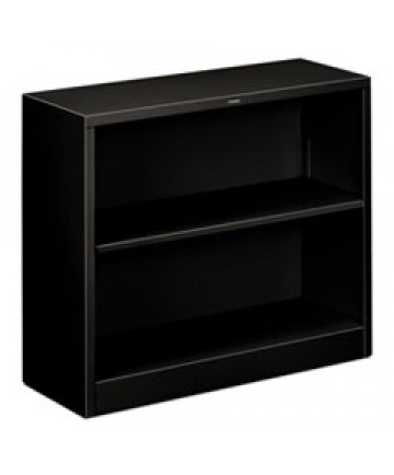 Metal Bookcase, Two-Shelf, 34-1/2w X 12-5/8d X 29h, Black
