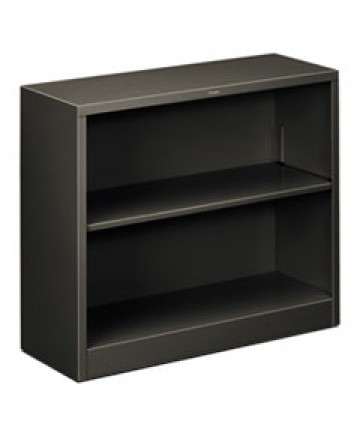 Metal Bookcase, Two-Shelf, 34-1/2w X 12-5/8d X 29h, Charcoal