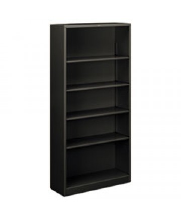 Metal Bookcase, Five-Shelf, 34-1/2w X 12-5/8d X 71h, Charcoal