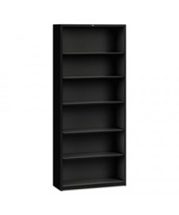 Metal Bookcase, Six-Shelf, 34-1/2w X 12-5/8d X 81-1/8h, Black