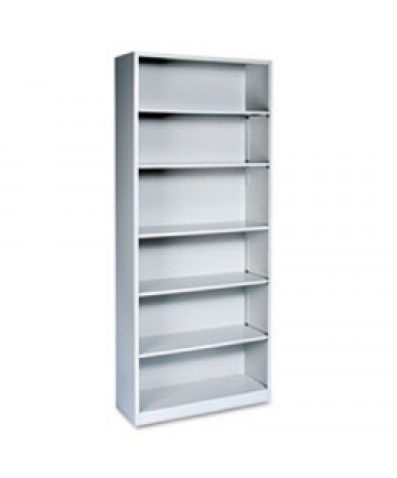 Metal Bookcase, Six-Shelf, 34-1/2w X 12-5/8d X 81-1/8h, Light Gray