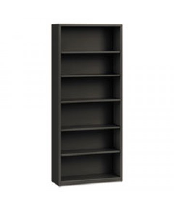 Metal Bookcase, Six-Shelf, 34-1/2w X 12-5/8d X 81-1/8h, Charcoal