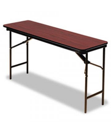 Premium Wood Laminate Folding Table, Rectangular, 72w X 18d X 29h, Mahogany