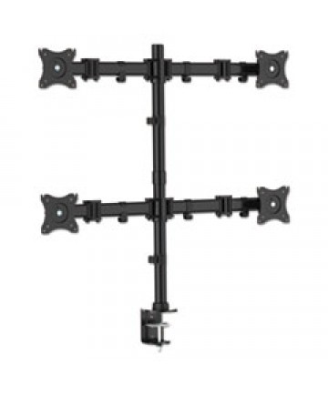 ARTICULATING QUAD MONITOR ARMS, FOR 13" TO 27" MONITORS, 360 DEG ROTATION, 45 DEG TILT, 180 DEG PAN, BLACK, SUPPORTS 18 LB