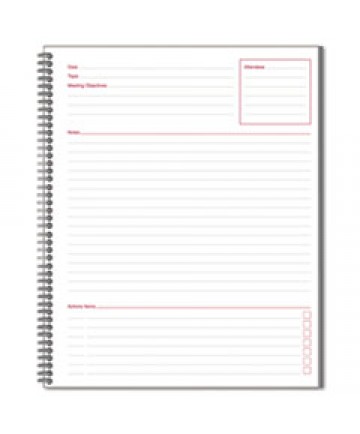 WIREBOUND GUIDED BUSINESS NOTEBOOK, MEETING NOTES, DARK GRAY, 11 X 8.25, 80 SHEETS