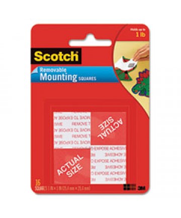 Precut Foam Mounting 1" Squares, Double-Sided, Removable, 16/pack