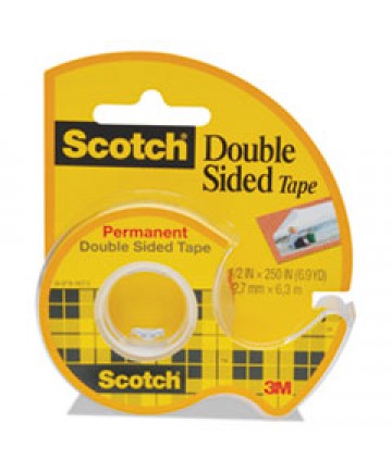 DOUBLE-SIDED PERMANENT TAPE IN HANDHELD DISPENSER, 1" CORE, 0.5" X 20.83 FT, CLEAR