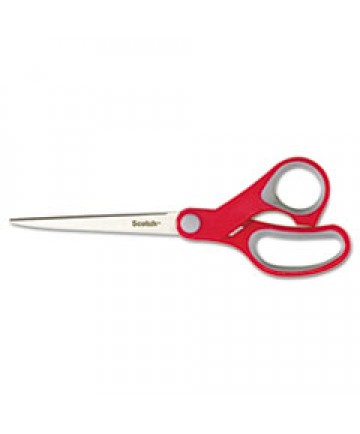 MULTI-PURPOSE SCISSORS, POINTED TIP, 7" LONG, 3.38" CUT LENGTH, GRAY/RED STRAIGHT HANDLE