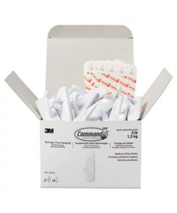 GENERAL PURPOSE HOOKS, PLASTIC, WHITE, 3 LB CAP, 37 HOOKS AND 48 STRIPS/PACK