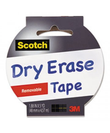 DRY ERASE TAPE, 3" CORE, 1.88" X 5 YDS, WHITE