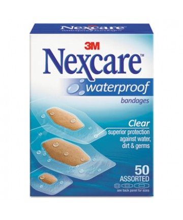 Waterproof, Clear Bandages, Assorted Sizes, 50/box