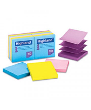 Self-Stick Pop-Up Notes, 3 X 3, Assorted Bright, 100-Sheet, 12/pack