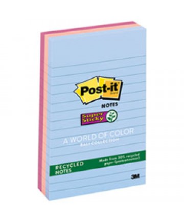 Recycled Notes In Bali Colors, Lined, 4 X 6, 90-Sheet, 3/pack