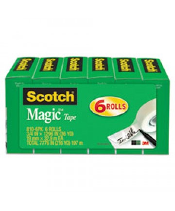 MAGIC TAPE REFILL, 1" CORE, 0.75" X 36 YDS, CLEAR, 6/PACK