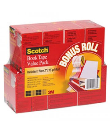 BOOK TAPE, 3" CORE, 1.5" X 15 YDS, CLEAR