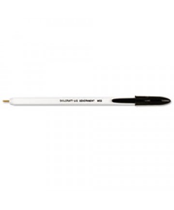 7520010589978 SKILCRAFT STICK BALLPOINT PEN, MEDIUM 1MM, BLACK INK, WHITE BARREL, DOZEN