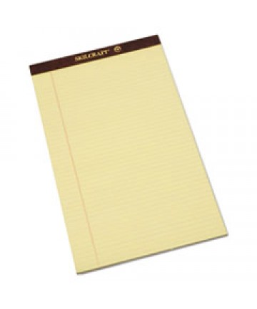 7530012096526 SKILCRAFT LEGAL PADS, WIDE/LEGAL RULE, 8.5 X 14, CANARY, 50 SHEETS, DOZEN