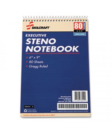 7530002237939 SKILCRAFT EXECUTIVE STENO BOOK, WIDE/LEGAL RULE, 6 X 9, WHITE, 80 SHEETS, 12/PACK