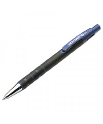 7520013527310 SKILCRAFT RUBBERIZED RETRACTABLE BALLPOINT PEN, 0.7MM, BLUE INK, BLACK BARREL, DOZEN