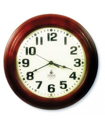 6645014216904 SKILCRAFT MAHOGANY WALL CLOCK, 16" OVERALL DIAMETER, MAHOGANY CASE, 1 AA (SOLD SEPARATELY)