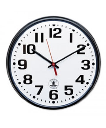 6645014919814 SKILCRAFT ATOMIC SLIMLINE WALL CLOCK, 12.75" OVERALL DIAMETER, BLACK CASE, 1 AA (SOLD SEPARATELY)