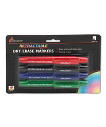 7520015195769 SKILCRAFT RETRACTABLE DRY ERASE MARKER, BROAD CHISEL TIP, ASSORTED COLORS, 4/SET