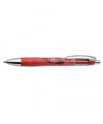 7520015646054 SKILCRAFT VISTA RETRACTABLE GEL PEN, MEDIUM 0.7MM, RED INK/BARREL, DOZEN